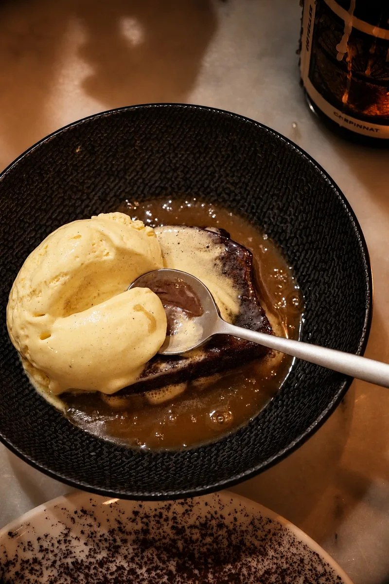 Sticky toffee con helado